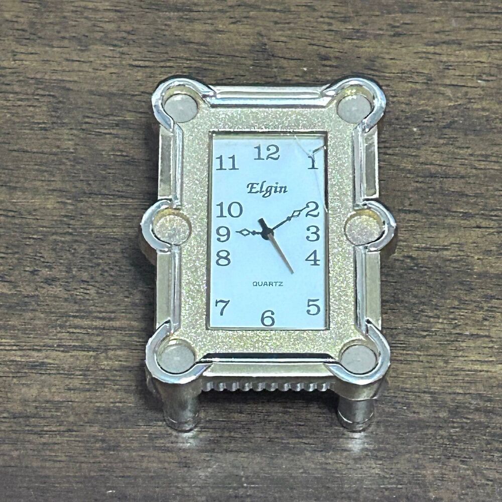 Elgin Clock Miniature Pool Table Billiards Analog Quartz Gold Tone Desk
